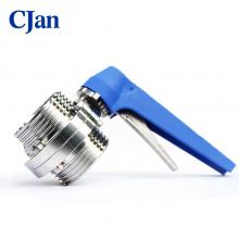 Valve papillon filetée en acier inoxydable avec poignée multi position bleue